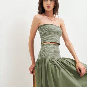 Reformation - Two-Piece - Haven Skirt & Henna Top - Color: Artichoke - Small/Med